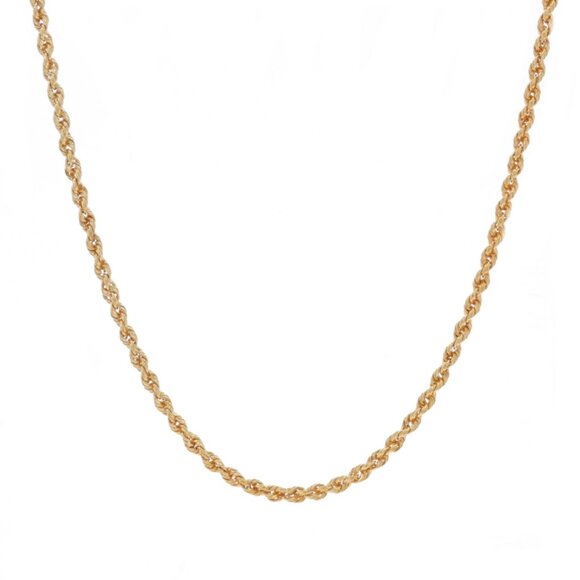 Yellow Gold Rope Chain Necklace 18